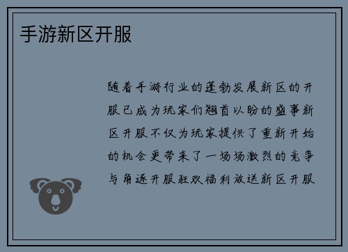 手游新区开服